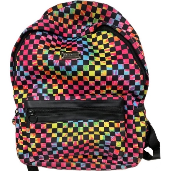 Rainbow Tie Dye Checkered Backpack by MADDEN GIRL NWOT - Picture 1 of 6